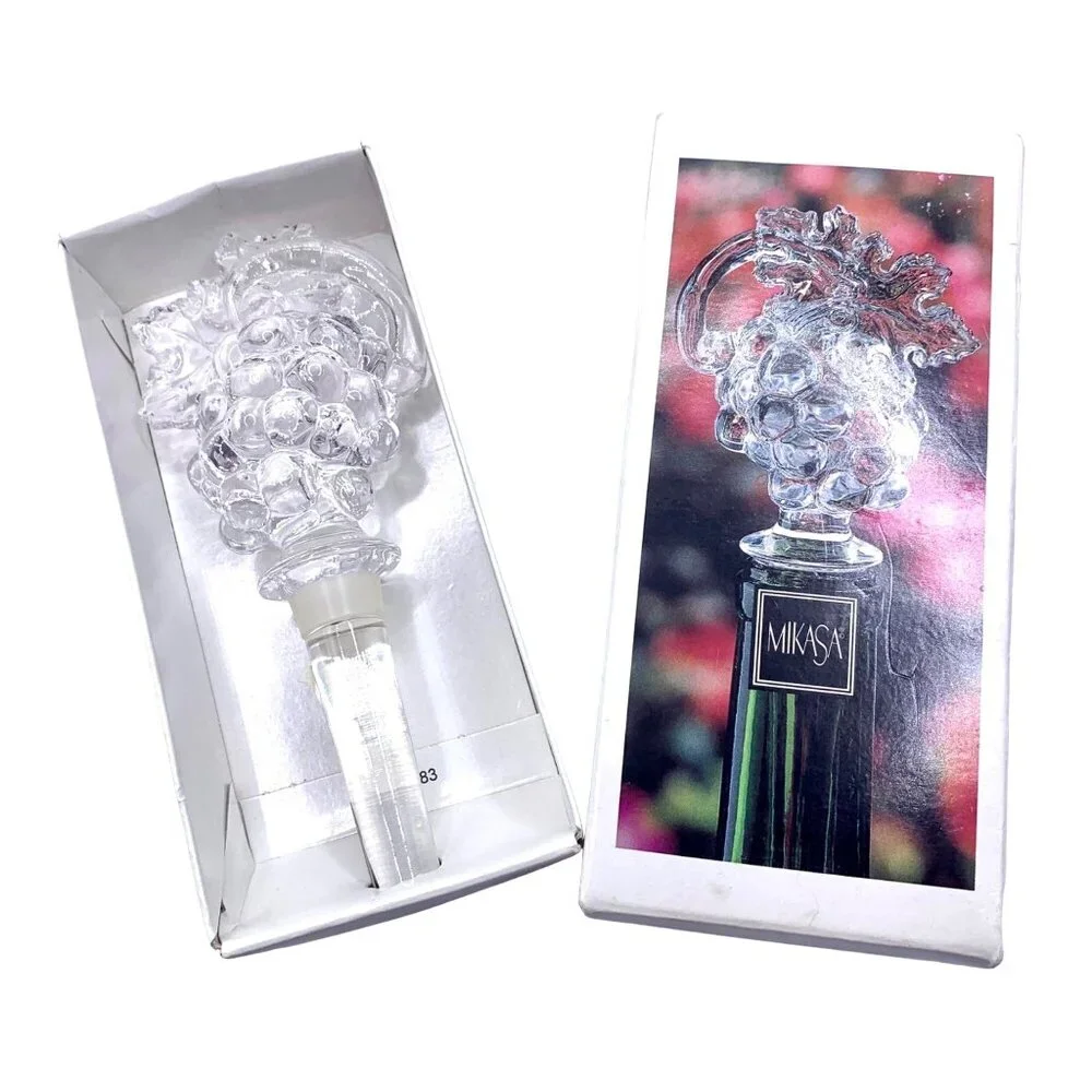 Mikasa Bottle Stopper Lead Crystal Grape Cluster Fruit Collection NEW Gift